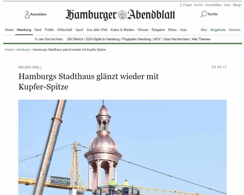 Hamburger Abendblatt über das Stadthaus